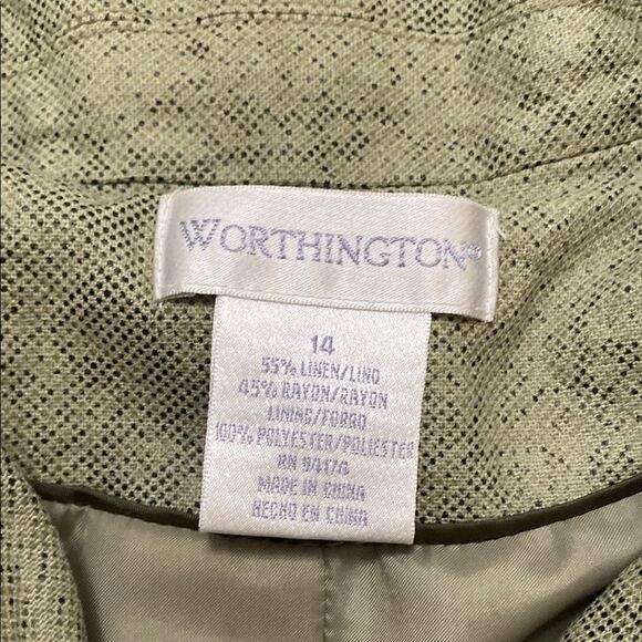 Worthington Sage Green Subtle Snakeskin Pattern Blazer Jacket - Picture 2 of 6